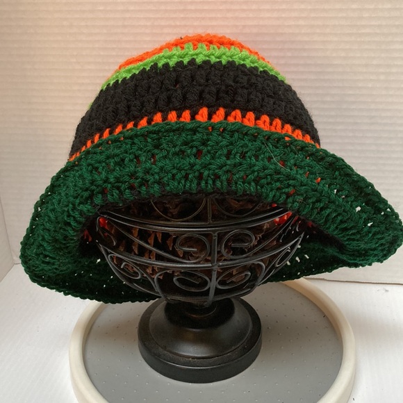 BUCKET HAT Multicolored Rainbow Handmade Crochet UNISEX One Size Fits Most - Picture 4 of 12